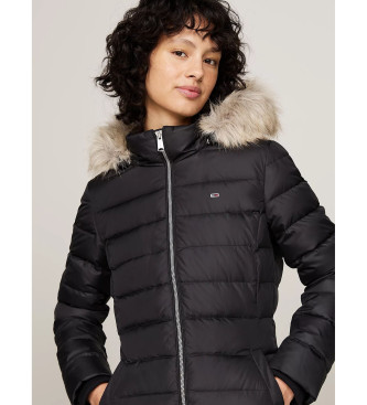 Tommy Jeans Hooded down coat with black trim and black piping