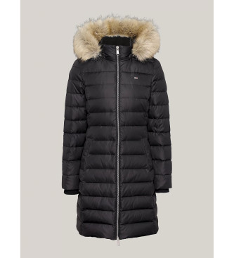 Tommy Jeans Hooded down coat with black trim and black piping