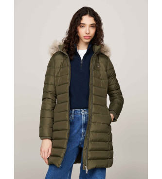 Tommy Jeans Casaco de penas com capuz e debrum verde