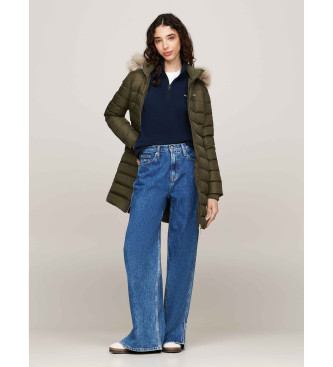 Tommy Jeans Donzen jas met capuchon en groene biezen