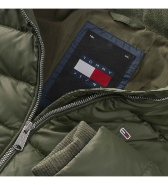 Tommy Jeans Abrigo de plumn con capucha y ribete verde