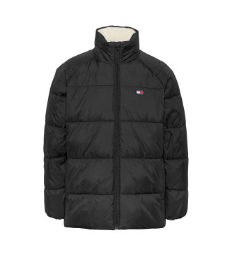 Tommy Jeans Puffer plašč črne barve