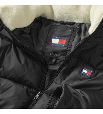 Tommy Jeans Puffer plašč črne barve