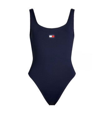 Tommy Jeans Heritage swimming costume with navy round back neckline