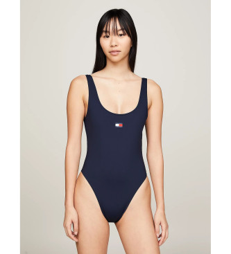 Tommy Jeans Heritage swimming costume with navy round back neckline