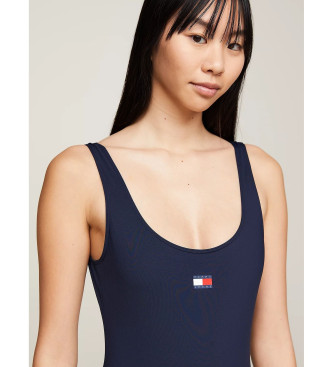 Tommy Jeans Heritage swimming costume with navy round back neckline