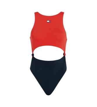 Tommy Jeans Heritage swimming costume cut-out with knots red, navy