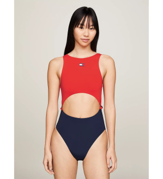 Tommy Jeans Heritage swimming costume cut-out with knots red, navy