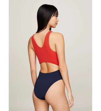 Tommy Jeans Heritage swimming costume cut-out with knots red, navy