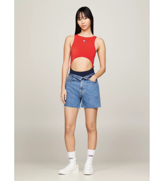 Tommy Jeans Heritage swimming costume cut-out with knots red, navy