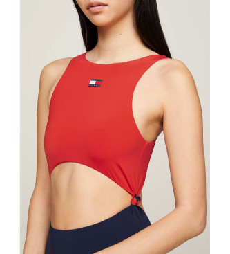 Tommy Jeans Heritage swimming costume cut-out with knots red, navy