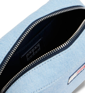 Tommy Jeans Bolsa de ombro essencial em tecido de ganga azul