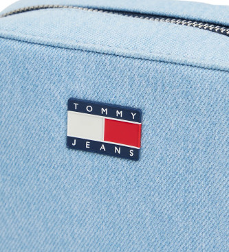 Tommy Jeans Bolsa de ombro essencial em tecido de ganga azul