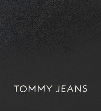 Tommy Jeans Bolsa de ombro essencial com logtipo preto metalizado