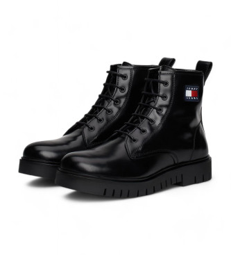 Tommy Jeans Botines de piel acharolada negro