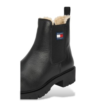Tommy Jeans Stivaletti Chelsea in pelle foderata nera