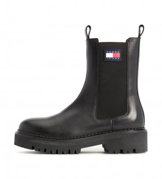 Tommy Jeans Urban Chelsea leather ankle boots with black serrated platform - Height 4.5cm wedge