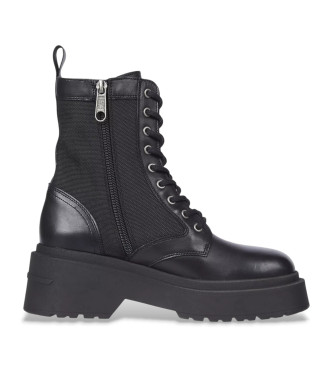 Tommy Jeans Skórzane buty za kostkę Chunky Combat w kolorze czarnym