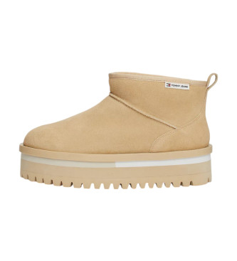 Tommy Jeans Leather ankle boots with warm beige lining