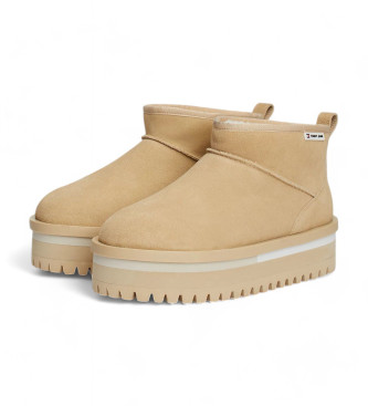 Tommy Jeans Leather ankle boots with warm beige lining