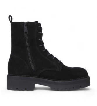 Tommy Jeans Black military leather ankle boots