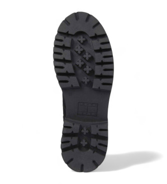 Tommy Jeans Czarne wojskowe skórzane buty za kostkę