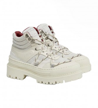 Tommy Jeans Sznurowane hybrydowe buty za kostkę w kolorze złamanej bieli