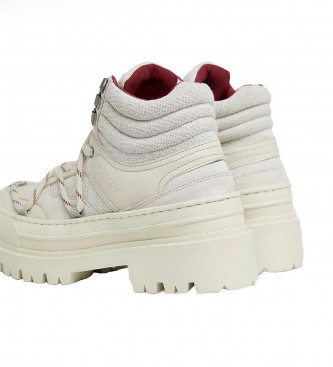 Tommy Jeans Sznurowane hybrydowe buty za kostkę w kolorze złamanej bieli