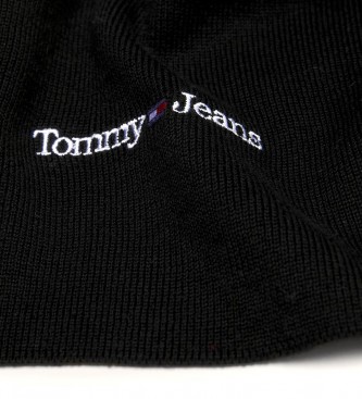 Tommy Jeans Sciarpa con logo ricamato nera