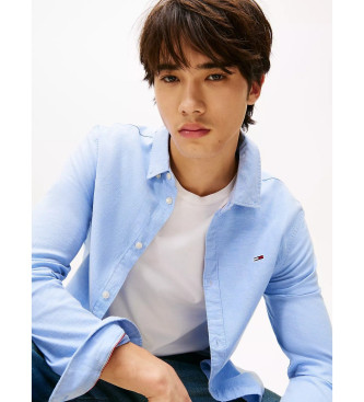 Tommy Jeans Katoenen oxford overhemd met blauwe slim fit