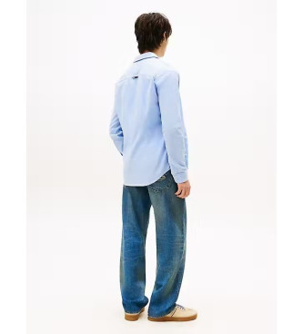 Tommy Jeans Katoenen oxford overhemd met blauwe slim fit