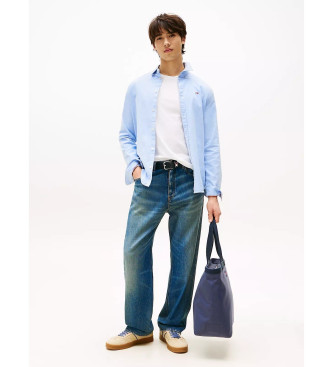 Tommy Jeans Katoenen oxford overhemd met blauwe slim fit