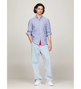 Tommy Jeans Bawełniana koszula oxford o kroju slim fit w kolorze niebieskim