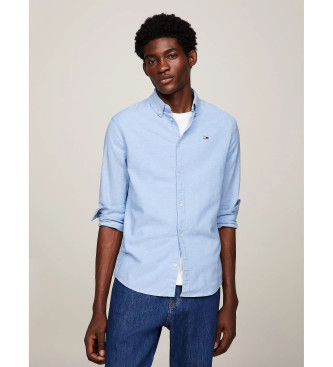 Tommy Jeans Camisa oxford de algodo com corte slim azul