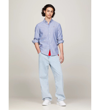 Tommy Jeans Camicia blu slim fit in cotone Oxford