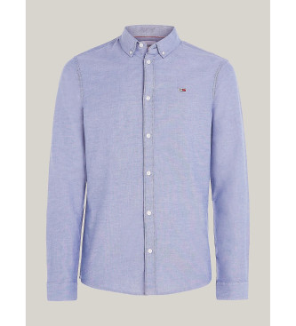 Tommy Jeans Camicia blu slim fit in cotone Oxford