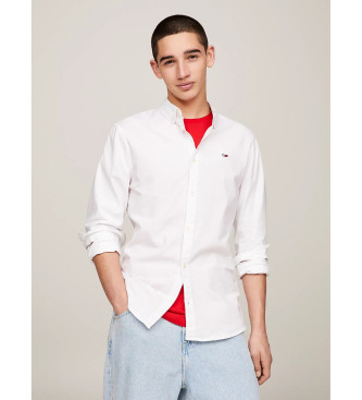 Tommy Jeans Camisa oxford de algodo com corte slim branco