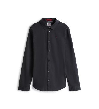Tommy Jeans Camicia nera originale in popeline elasticizzato