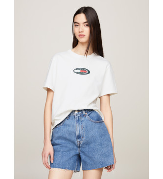 Tommy Jeans T-shirt d'archivio con logo retr bianco