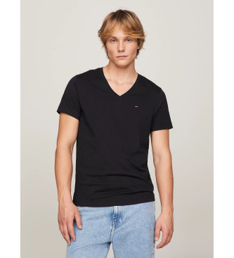 Tommy Jeans T-shirt med V-ringning, svart