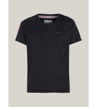 Tommy Jeans Schwarzes T-Shirt mit V-Ausschnitt