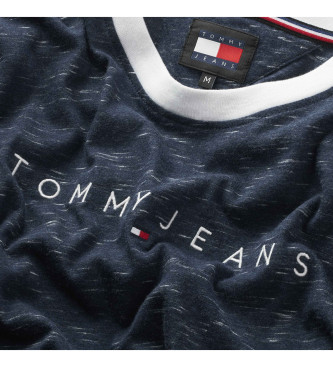 Tommy Jeans T-shirt z kontrastową lamówką i granatowym logo