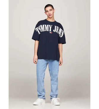 Tommy Jeans T-shirt o kroju oversize z granatową naszywką