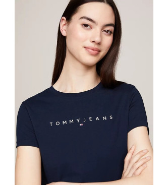 Tommy Jeans Schmal geschnittenes T-Shirt mit navyfarbenem Logo
