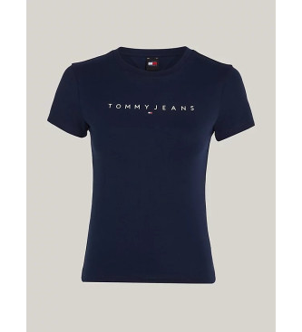 Tommy Jeans T-shirt slim fit con logo blu scuro