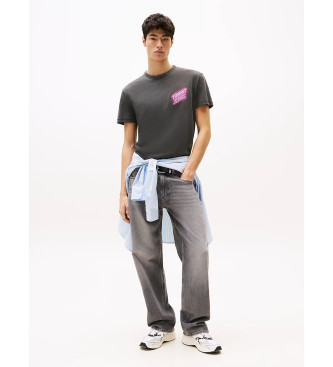 Tommy Jeans Camiseta de cuello redondo con estampado negro