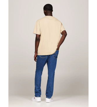 Tommy Jeans T-shirt med rund hals och beige patch