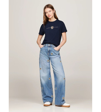 Tommy Jeans T-shirt com gola redonda Tommy Prep azul-marinho