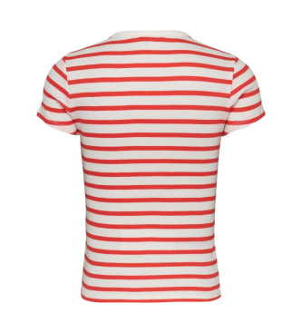 Tommy Jeans T-shirt  manches courtes slim button rouge