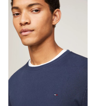 Tommy Jeans Langrmeliges, schmal geschnittenes navyfarbenes T-Shirt 